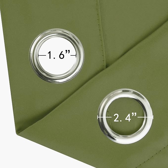 Olive Green Blackout Curtains/52 x 84 Inch Long/Set of 2 Curtain Panels/Thermal - Image 6