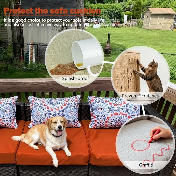 Sqodok Patio Cushion Cover 25x25 inch, Outdoor Seat Cushion Slip Cover - Image 7