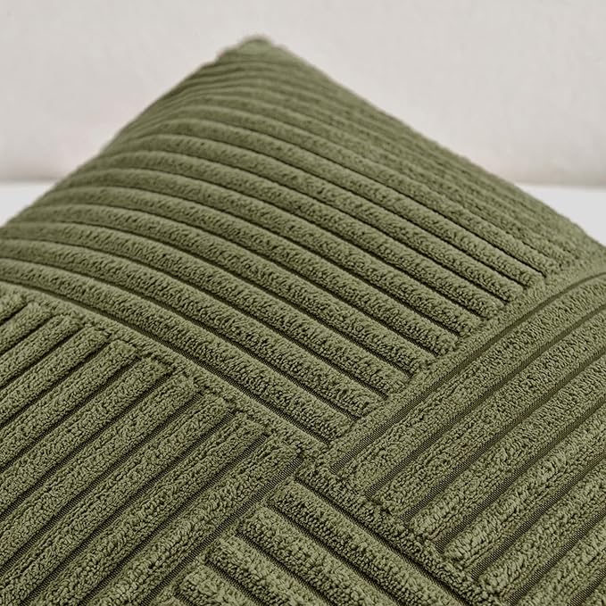 Fancy Homi 2 Packs Olive Green Decorative Throw Pillow Covers 22x22 Inch - Image 4