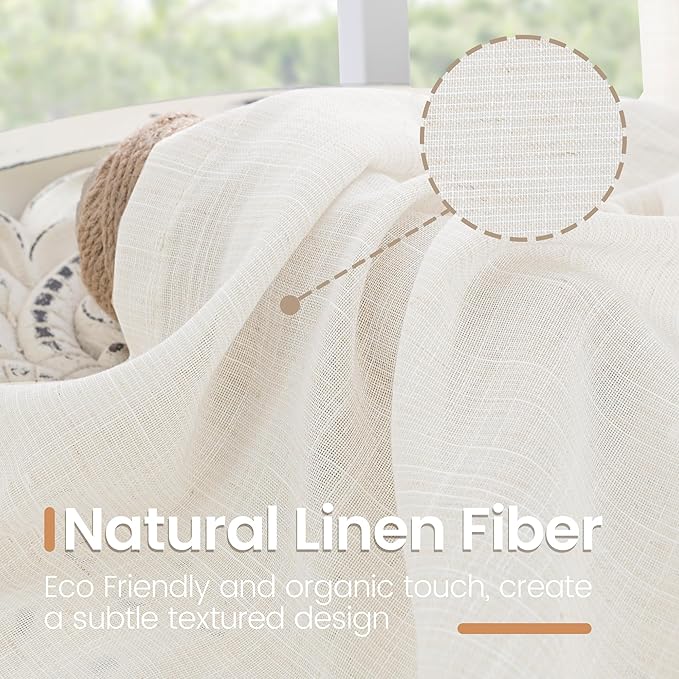 BGment Linen Cafe Curtains 30X30 Inch Length, Small Semi Sheer Drapes | - Image 3