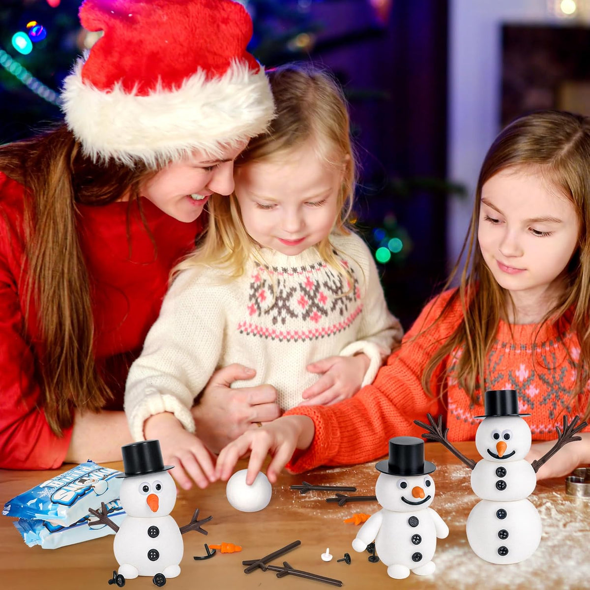 8 Pack Christmas Craft Supplies, DIY Snowman Kit, Build a Snowman Kit Indoor Decoration, Creative Kids Air Dry Clay Modeling Dough Crafts, Christmas Stocking Stuffer for Xmas Holiday Decorations