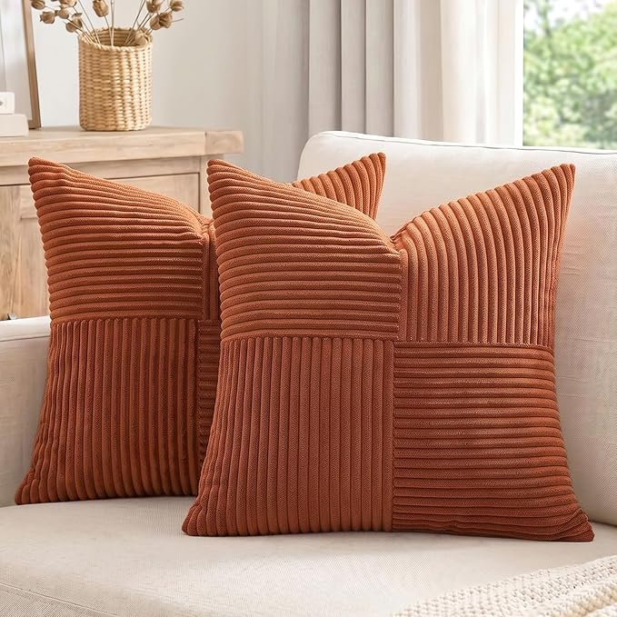 Fancy Homi 2 Packs Rust Euro Decorative Throw Pillow Covers 26x26 Inch by Fancy+Homi