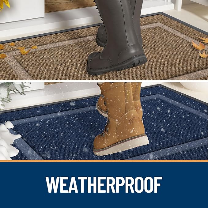 OLANLY Front Door Mat Outside 47x32, All-Season Heavy-Duty Rubber Doormat | - Image 3