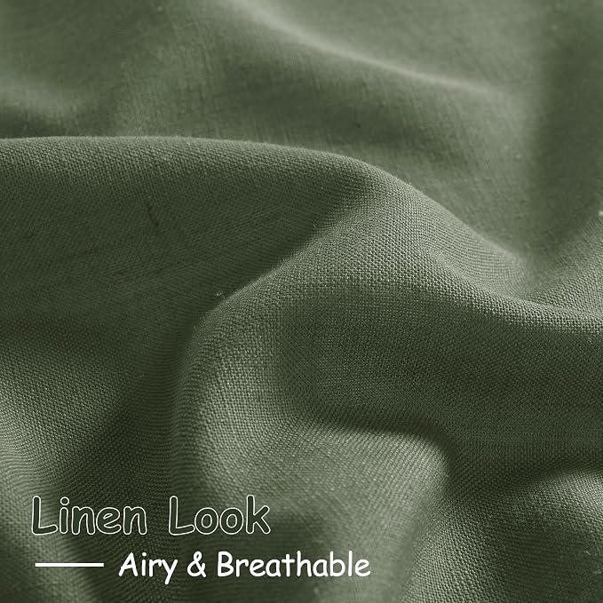 Olive Green Linen Curtains 96 Inches Long - Image 5
