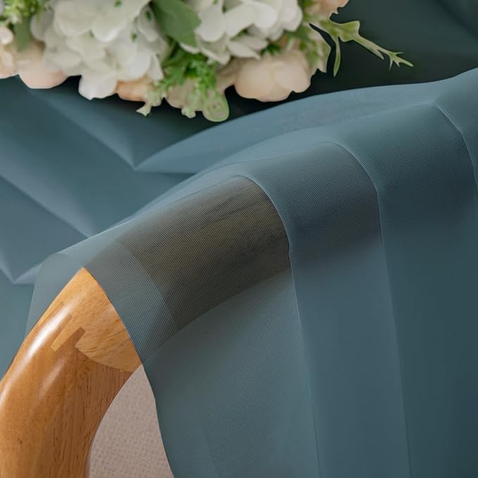 Chyhomenyc Sheer Stone Blue Curtains 90 inches Long 2 Panels, Light Filtering - Image 6