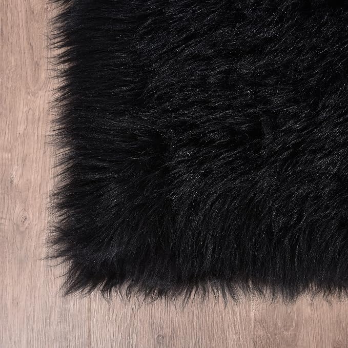 Goolela Black Area Rug 9x12 Fluffy Fuzzy Furry Rug - Image 6