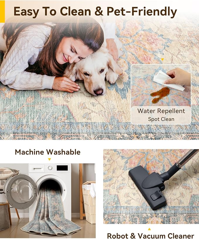 RELEANY Washable Area Rug, Runner 2'x6', Water Repellent, Pet Friendly - Image 6