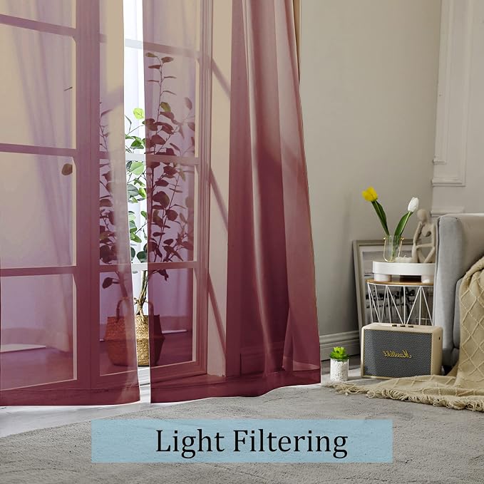 Sheer Curtains, Sheer Curtains 84 inch Length 2 Panels Set, Rod Pocket Voile - Image 2