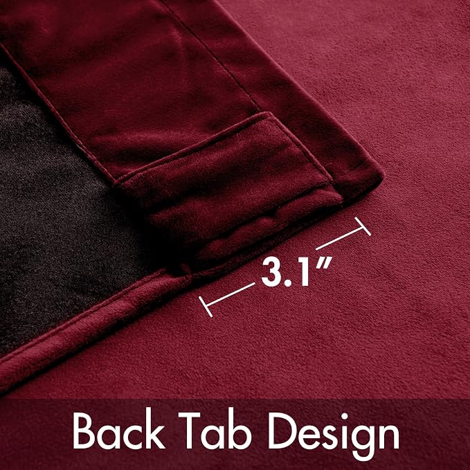 MIULEE Velvet Curtains 52x84 inches 2 Panels Burgundy Red Blackout Curtains | - Image 3