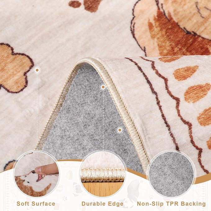 DUKINO 5x7 Area Rugs, Washable Dog Rug - Image 6