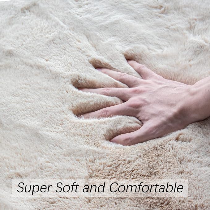 ORINOVA Light Brown Beige Plush Washable Fluffy Area Rugs - Image 5