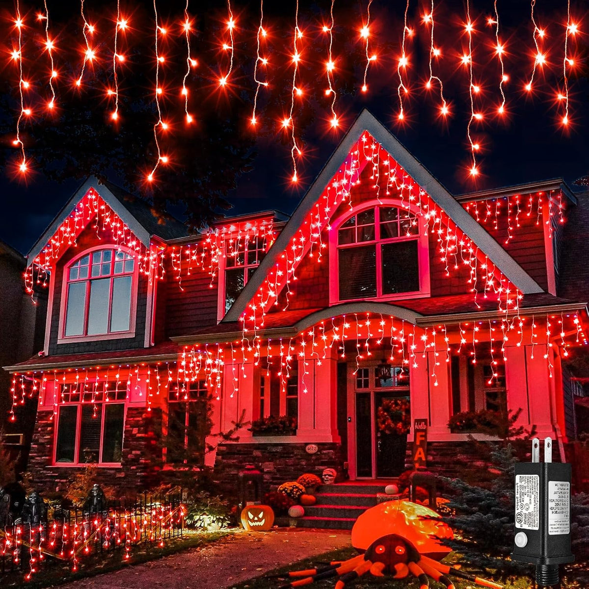 Icicle Lights for Outside, 33ft 400 LED Icicle Christmas Lights Outdoor with 75 Drops 8 Modes, Waterproof Red Christmas Light for House Plug in for Indoor Party Holiday Halloween Decorations