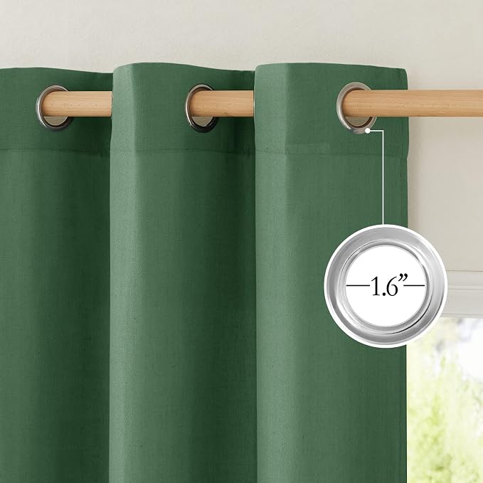 NICETOWN Olive Green Linen Kitchen Curtains 36 inch Length, Decorative Thick - Image 2