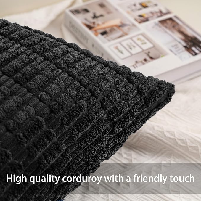 Aegero Pack of 2 Corduroy Decorative Throw Pillow Covers 18x18 Inch - Image 2