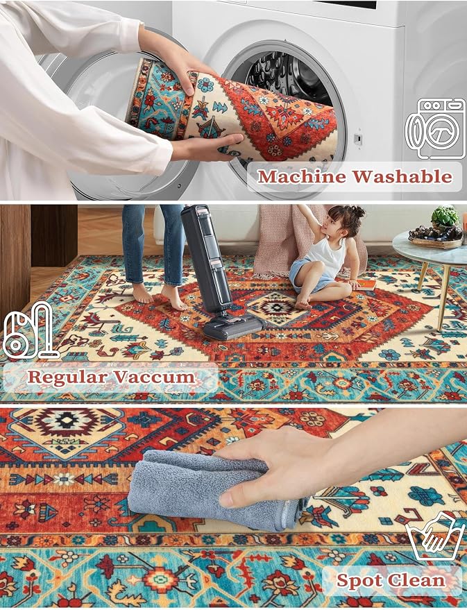 SERISSA 3x7 Washable Non Slip Boho Runner Rug - Image 3