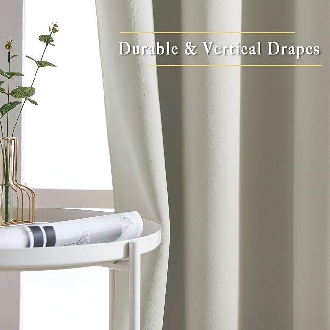 NICETOWN Bedroom Blackout Long Natural Curtains 120 Length - Image 5