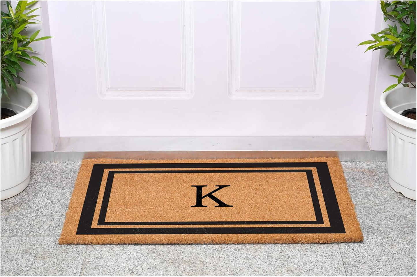 Calloway Mills 152962436K Black Border 24" x 36" Monogram Doormat, (Letter K)