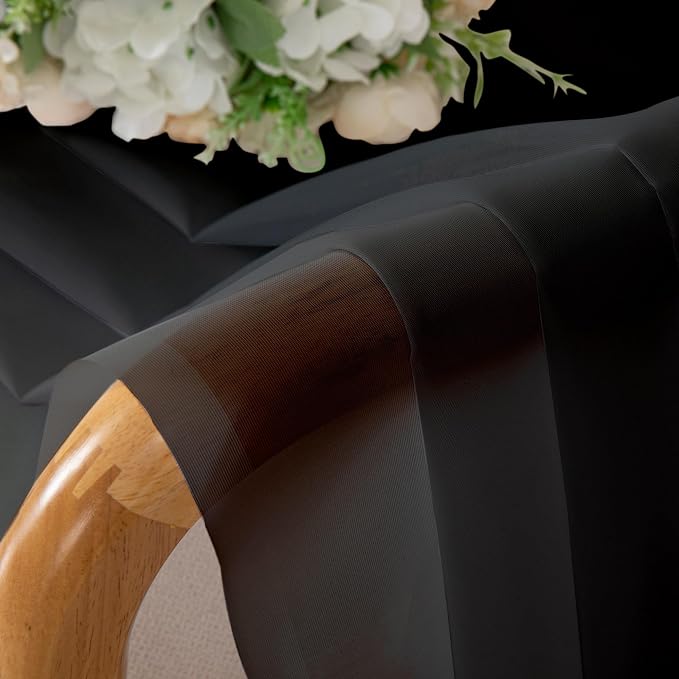 Chyhomenyc Black Sheer Valance for Windows, 2 Pack | Light Filtering Voile Soft - Image 4