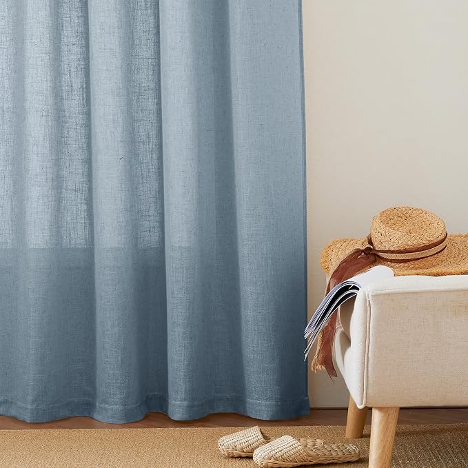 RYB HOME Linen Semi Sheer Kitchen Curtains Over Sink 36 inches Length | Light - Image 6