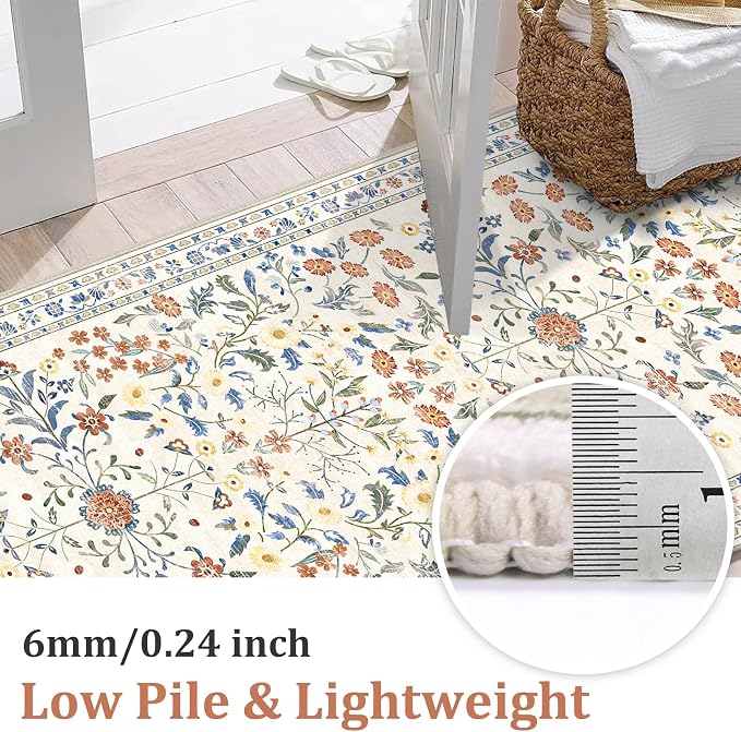 Yamaziot 2x3 Washable Entryway Rug Non Slip Indoor Door Mat, Colorful Beige | - Image 3