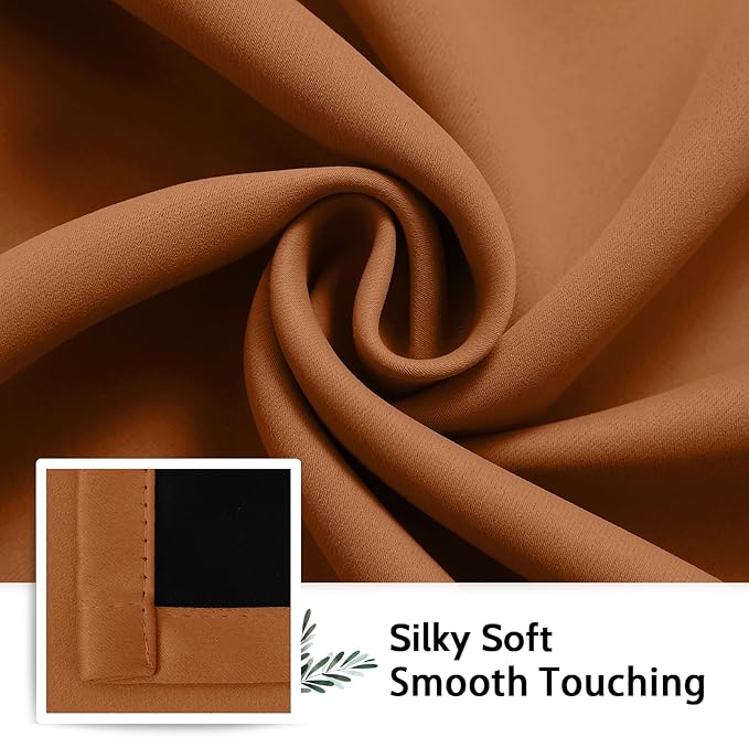 SimpleHome Orange 100% Blackout Curtains Room Darkening Living Room 63 Inch | - Image 7