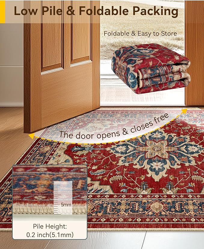 RELEANY Washable Area Rug, Square 6'x6', Water Repellent, Pet Friendly - Image 3