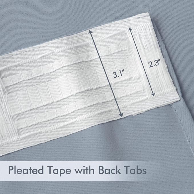 MIULEE Light Blue Back Tab Blackout Curtains 52x90 Inch Long 2 Panels Set | Rod - Image 4