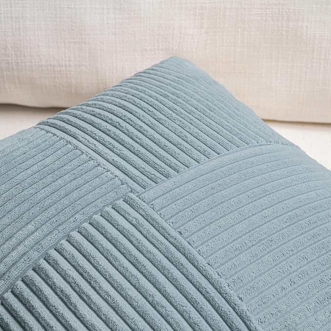 Fancy Homi Set of 2 Light Blue Lumbar Decorative Throw Pillow Covers 14x24 Inch - Image 4