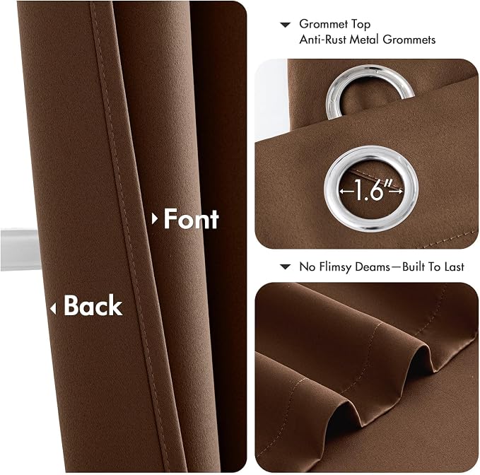 MIULEE Blackout Curtains for Bedroom 2 Panels 50 x 63 Inch Long Mocha Brown | - Image 4