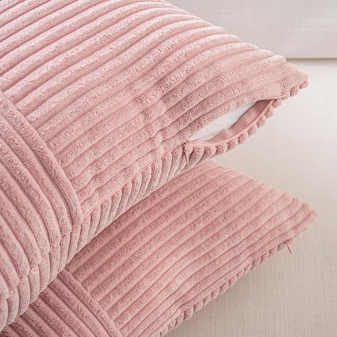 Fancy Homi 2 Packs Blush Pink Decorative Throw Pillow Covers 22x22 Inch - Image 3