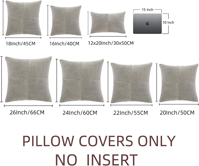 Fancy Homi 2 Packs Neutral Grey Samll Decorative Throw Pillow Covers 12x12 Inch - Image 7