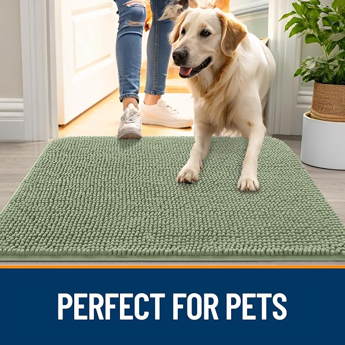 OLANLY Dog Door Mat for Muddy Paws 30x17, Super Absorbent Chenille Mud Mat | - Image 6