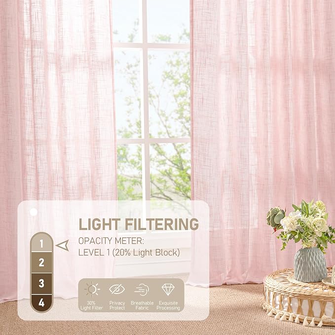 Linen Curtains for Living Room 84 inch Length 2 Panels, 52 x 84 Inch | Light - Image 4