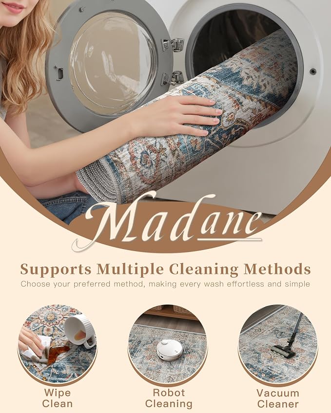 Madane Washable Area Rug 2x3 Small Entryway Rugs Non-Slip, Low Pile Floor Carpet - Image 8