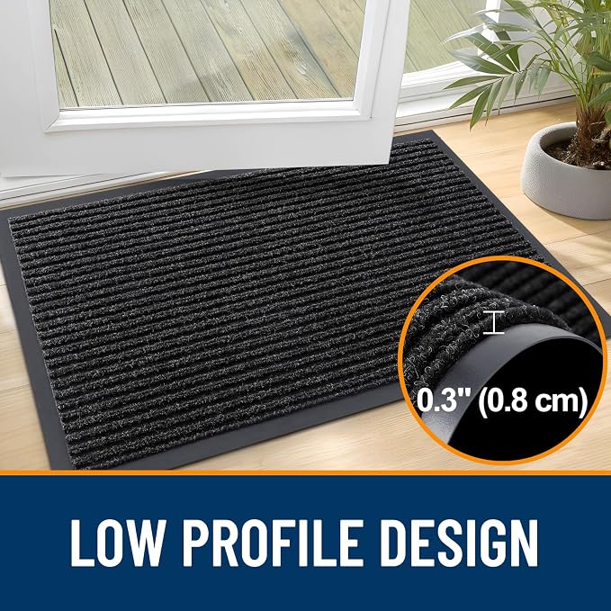 OLANLY 2-Pack Front Door Mats 71x47, Waterproof Heavy-Duty Doormats | Off-Black - Image 4