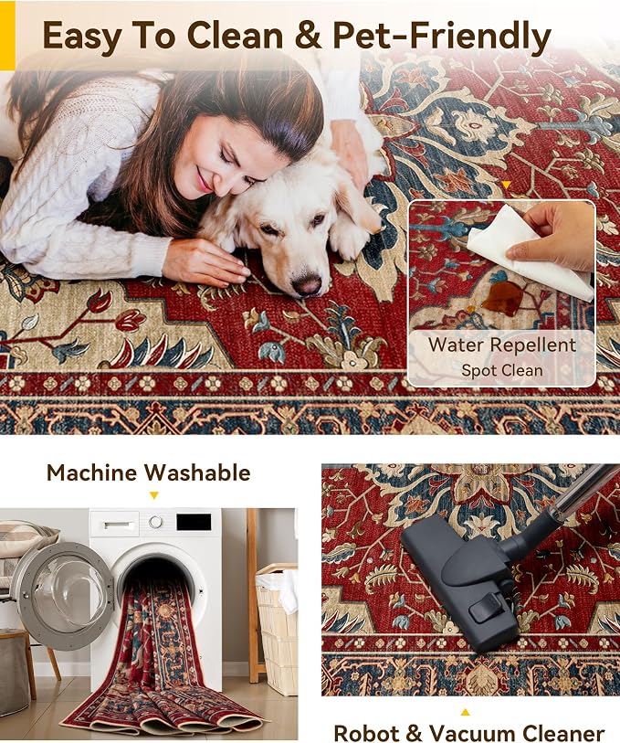 RELEANY Washable Area Rug, Large 10'x14', Water Repellent, Pet Friendly - Image 5