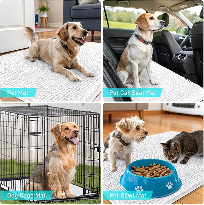 OLANLY Dog Door Mat for Muddy Paws 44x24, Super Absorbent Chenille Mud Mat | - Image 7
