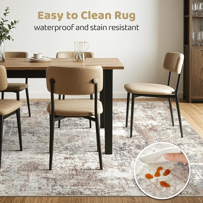 LOONGRUG 6x8 Area Rug Washable Neutral Modern Living Room Rugs Brown | Abstract - Image 6