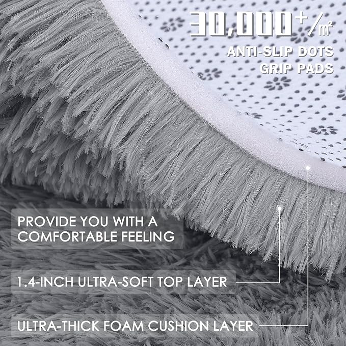 OLANLY 2x3 Machine Washable Small Bedside Rug, Soft Fluffy Shaggy Entryway - Image 8