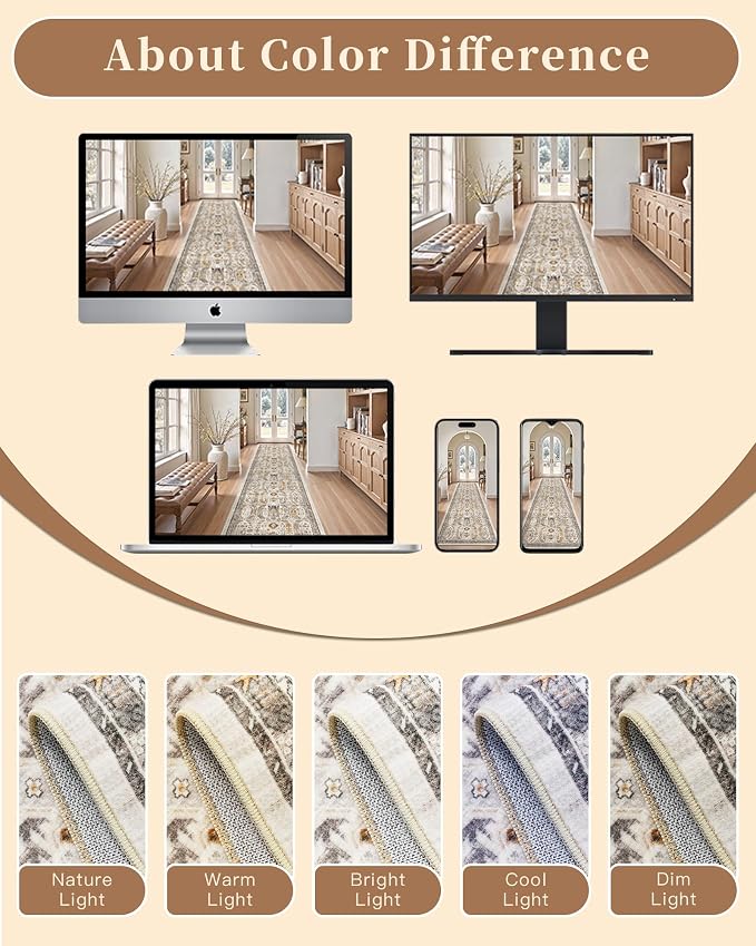 Madane 5x7 Area Rugs for Living Room, Non-Slip Washable Rug, Soft Low Pile - Image 9