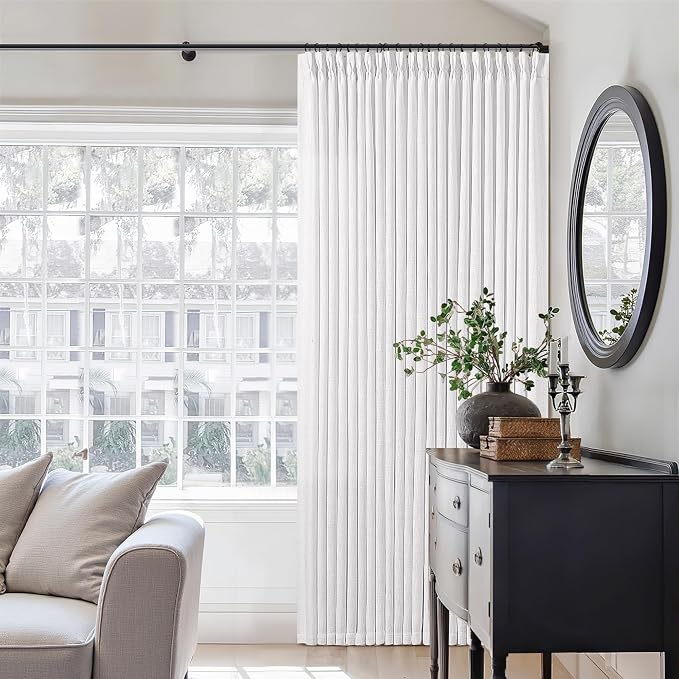 Snow White Pinch Pleat Semi Sheer Linen Curtains W70xL96 1 Panel | Light - Image 9