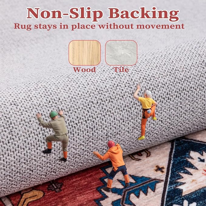 SERISSA 4ft Washable Non Slip Round Boho Area Rug - Image 3