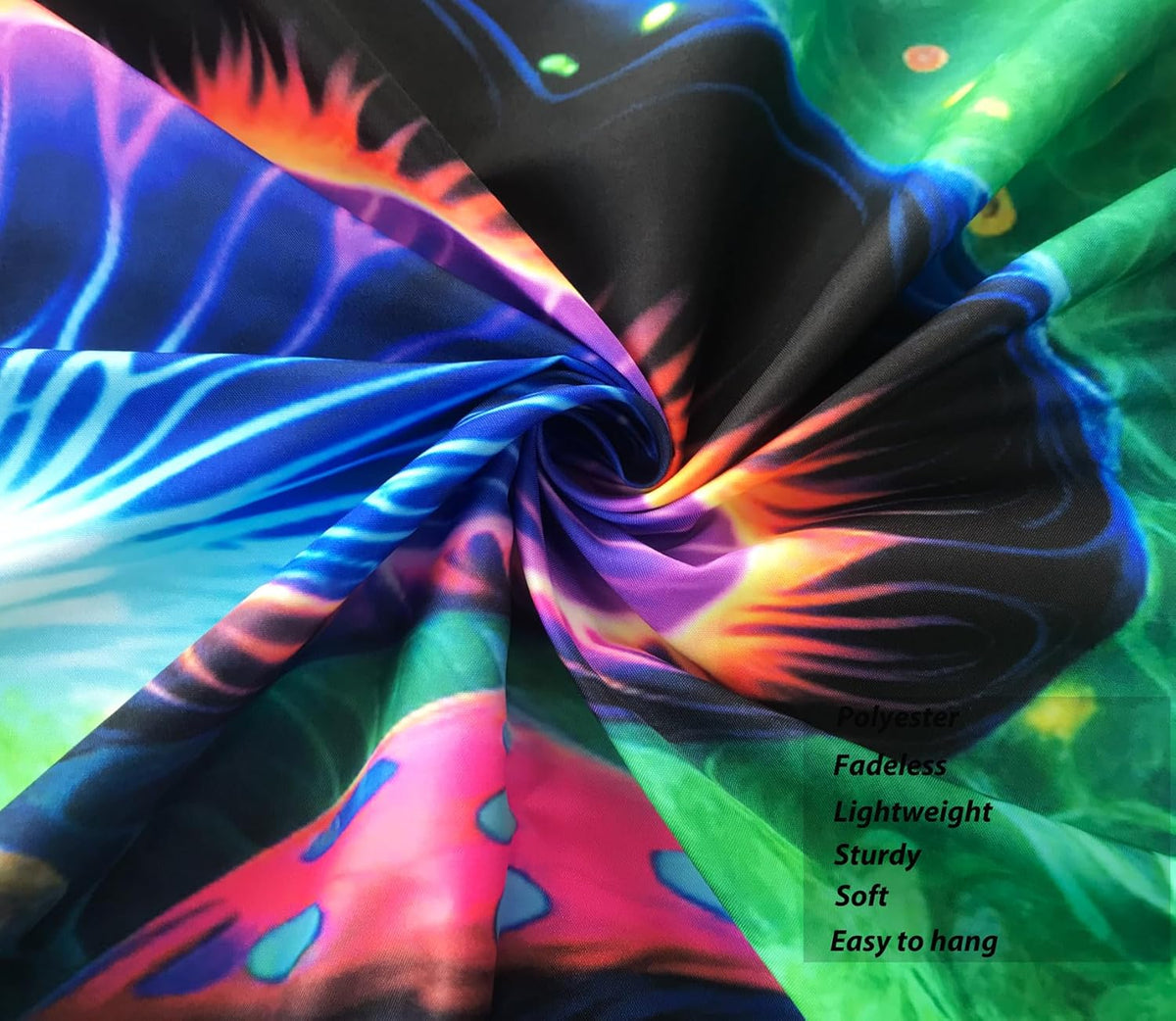 Blacklight Mushroom Tapestry Glow In The Dark Fantasy Forest Tapestry UV Reactive Magic Tapestries Wall Hanging Decor for Bedroom Dorm Living Room (35" x 47")