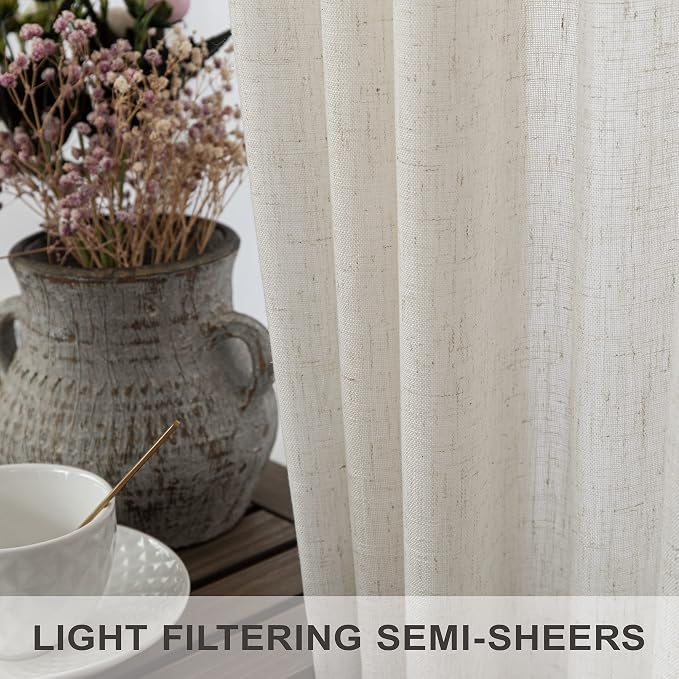Natural Linen Extra Long Curtains 9 FT - Image 4