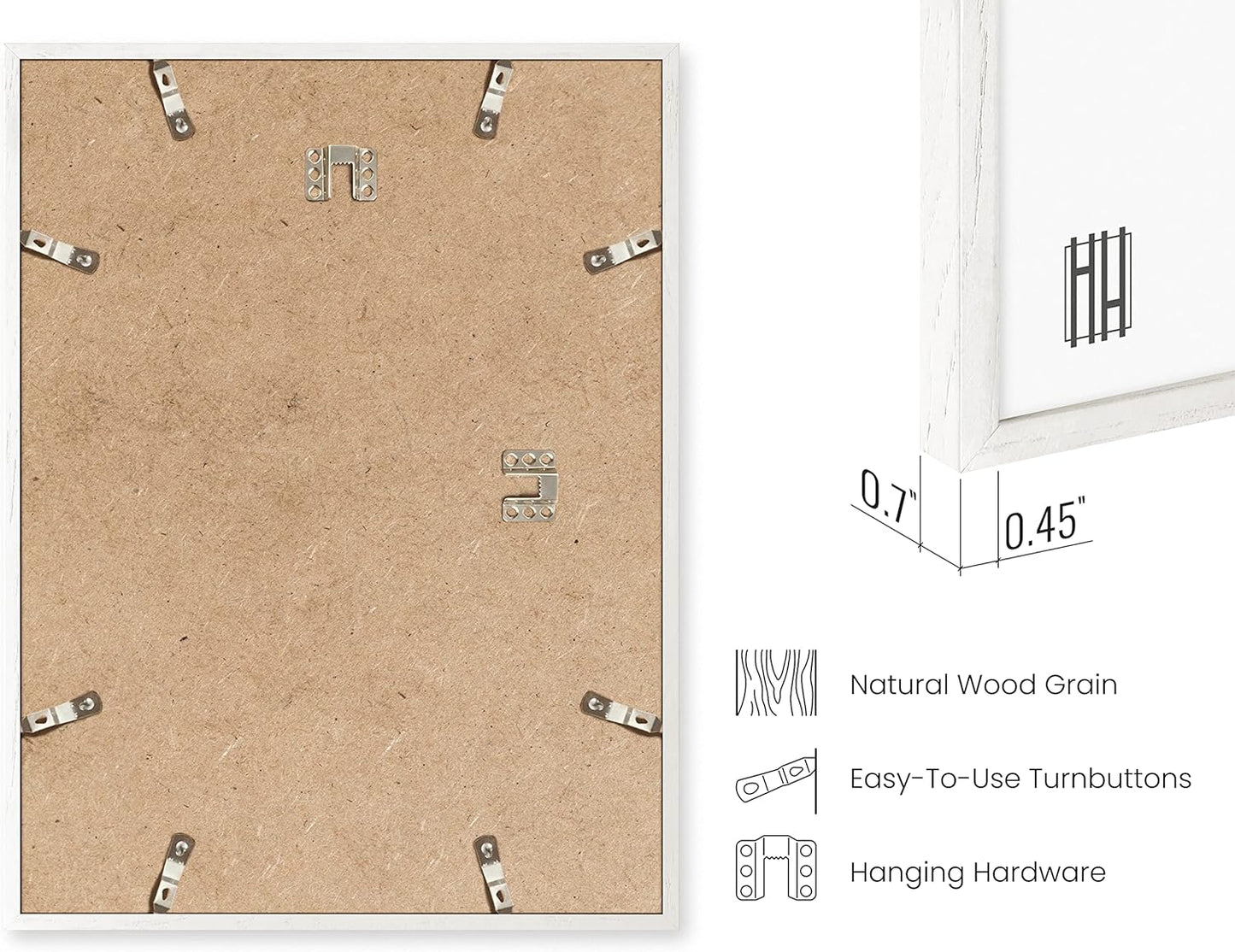 HAUS AND HUES White Oak Wood 11x14 Picture Frame - Modern Wood Wall Art Display - Lightweight White 11x14 Frame - Ready-to-Hang Vertically & Horizontally for Art Prints, Photos, Posters