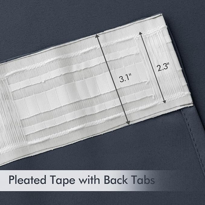 MIULEE Stone Blue Back Tab Blackout Curtains 52x84 Inch Length 2 Panels Set | - Image 4