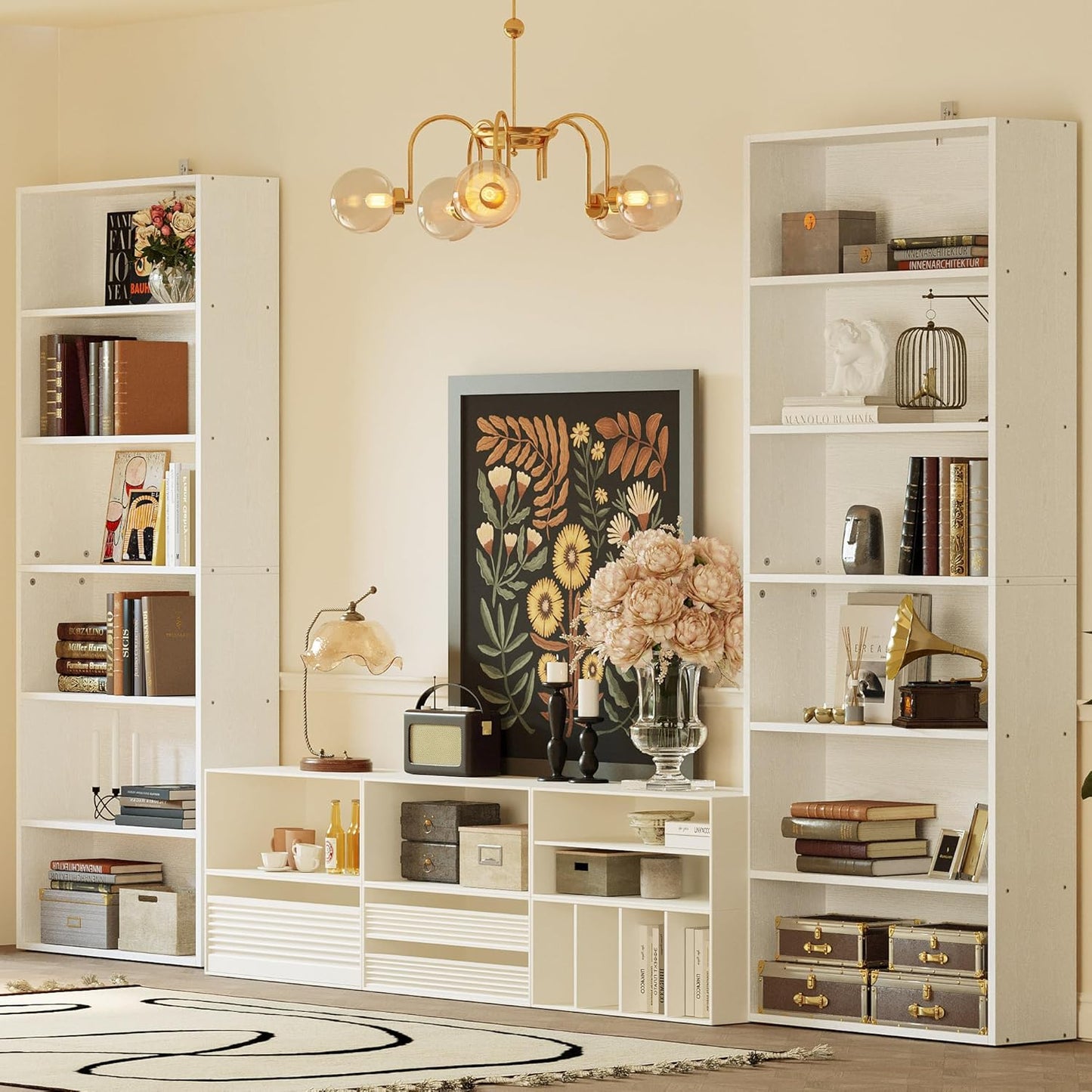 IRONCK Bookshelves and Bookcases Set of 2 Floor Standing 6 Tiers Display Storage Shelves 70 in Tall Bookcase Home Decor Furniture for Home Office, Living Room, Bed Room
