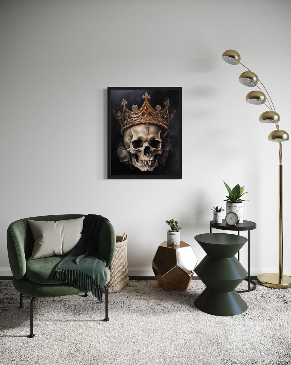 Skull Queen Poster Art Print, Halloween Scary Vintage Wall Art Academia Spooky Painting Decoration for Horror Prints, Gothic Posters Bedroom Decor 89 (Skull Queen, 11 x 14 inches, Black Frame)