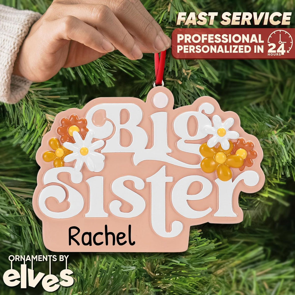 Personalized Sibling Ornaments 2024 - Big Sister Ornament for Christmas Tree