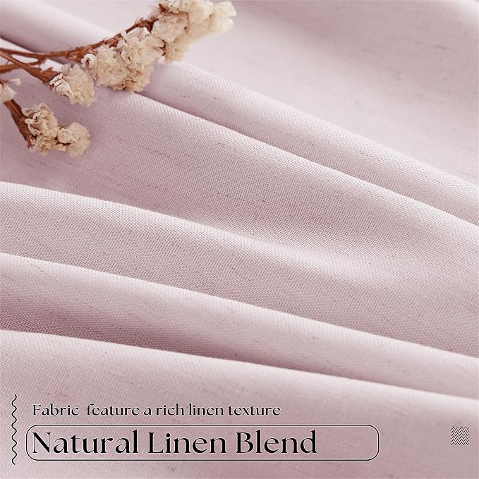 Light Pink Pinch Pleated 100% Blackout Linen 84 Inch Curtains | Room Darkening - Image 5